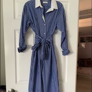 SANDRO Blue Striped Cotton Jumpsuit